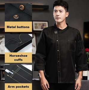 Veste de chef hiver à manches longues anti-boulochage résistant aux taches uniforme de cuisine pour le personnel de cuisine d'hôtel Durable - Product Image 2