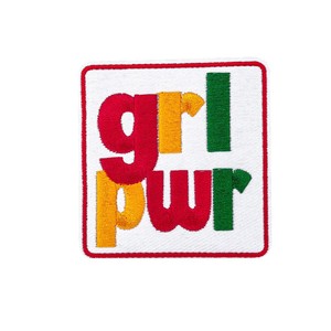 Venta caliente Pink Girl Power Lips bordado <span class=keywords><strong>Rectangular</strong></span> Iron-On parches para ropa y sombreros diseño de tela de texto - Product Image 5