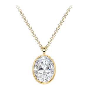 Collier pendentif solitaire ovale 3 carats serti clos en argent sterling 925 plaqué or 14 carats, bijoux en moissanite VVS pour femme - Product Image 3