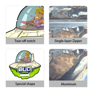 Custom Printed Edible Gummy 3.5g Resealable Zipper Die Cut <b>Packs</b> Unique Shaped Child Proof Smell Proof Food Grade Mylar Bags - Product Image 3