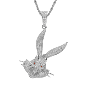 Pendentif Bugs Bunny plaqué or 18 carats anti-ternissement - Collier hip-hop animal de dessin animé serti de zircone cubique, vente en gros de bijoux - Product Image 2