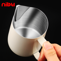 Nibu 400/600ML Pitcher Susu Stainless Steel Dengan Skala, Jug Susu Kopi, Pembuat Busa Susu Espresso