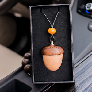 Bằng gỗ acorn Nut hộp mặt dây chuyền gỗ xe mặt dây chuyền trang trí nước hoa sang trọng thiết kế tùy chỉnh logo làm mát không khí khuếch tán - Product Image 3