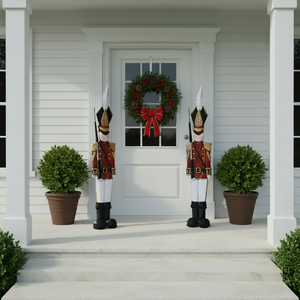 Set of 2 Christmas Holiday Metal Toy <strong>Soldiers</strong> Nutcracker Outdoor Mounted Wall Hanging Decoration - Product Image 3