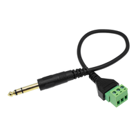 Câble adaptateur audio sans soudure avec bornes à vis 3 broches mâle/stéréo 6,35 mm et femelle, contacts en laiton plaqué or 28-12 AWG