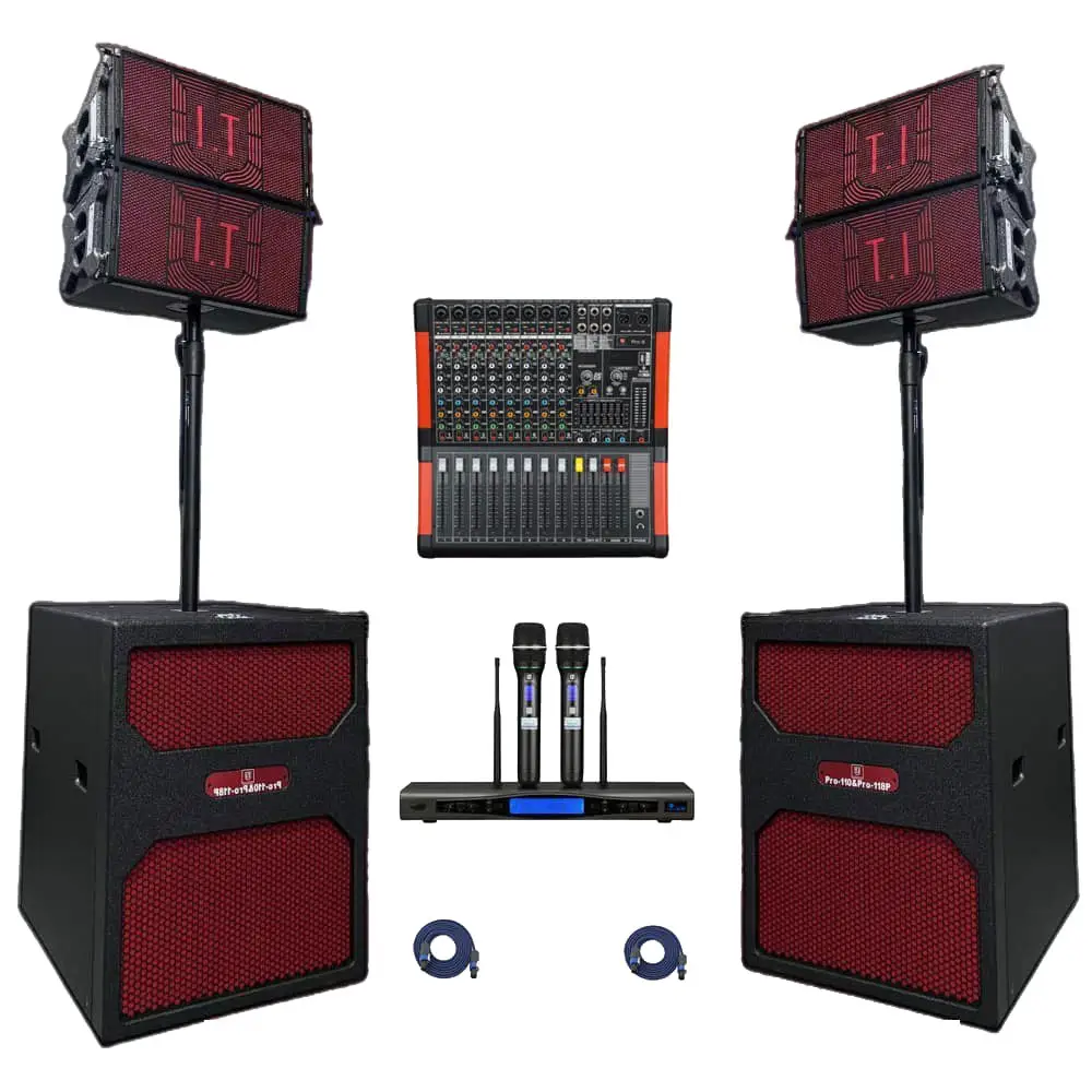 Professionnel 10 pouces Tops 18 ''Subwoofer Linear Array Sound Set Outdoor Large Stage Performance Utilisé Équipement de sonorisation audio