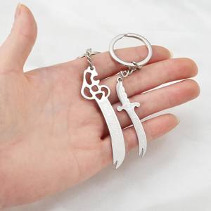 Ciondolo Portachiavi a Forma di Spada Scimitarra Imam Ali <span class=keywords><strong>Zulfiqar</strong></span>, Amuleto Protettivo con Calligrafia Araba in Acciaio Inox, Stile Islamico Vintage - Product Image 3