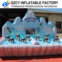 Jeu gonflable interactif de fuite des pingouins Whack-a-Mole pour location de fête et événements en centre commercial