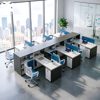 Bureau de travail au design moderne, mobilier de bureau, table de bureau, taille standard, poste de travail pour 4 personnes, bureau modulaire de bureau