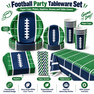Juego de Vajilla de Papel Personalizado para Fiesta de Fútbol Americano, para el Día del Partido, Fiesta de BBQ, Reunión Familiar, Decoración - Product Image 4