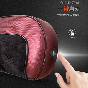 Neck And Waist Massager U Shaped Pillow <b>Hot</b> Compress Massage For Car Home Use Burgundy Pu Leather - Product Image 4