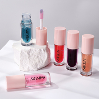 Eigen Merk Roze Verpakte Lip Plumper Gloss 5 Geurende Fruitoliën Langdurige Hydraterende Lipverzorging Tint Voedend