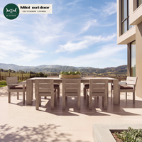 Ensemble de table et de chaises d'extérieur modernes, imperméables, durables, en teck, ensemble de chaises de salle à manger d'extérieur, ensemble de meubles de patio pour villa, cour, hôtel