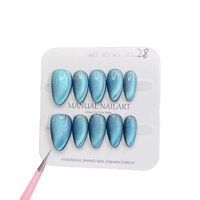 10 pièces Faux ongles à presser forme amande, faits main, couleur unie, motif constellation, style French, haute personnalisation, vente en gros