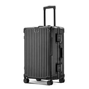 <strong>Black</strong> and Silver Luggage <strong>Suitcase</strong> Set Customized PC Aluminum Frame <strong>Suitcase</strong> with TSA Customs Lock Guangzhou Luggage Factory - Product Image 5