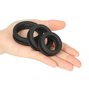 Silicone Delay Ring Black Six Fold Stretch For <b>Masturbation</b> Adult Use - Product Image 3