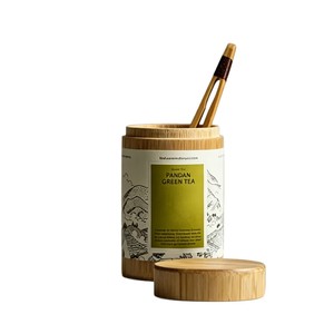 <b>Bamboo</b> Tea Canister Pandan Green Tea Airtight Storage <b>Container</b> With Lid For Tea Gift Packaging - Product Image 3