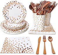 Vente en gros de 175 pièces de couverts jetables kit de vaisselle de mariage de Noël comprenant couteau fourchette cuillère et assiette pour les fêtes d'anniversaire