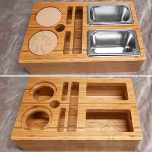 Wooden Couch Cup Holder Tray Bamboo Drink Snack <strong>Caddy</strong> With Remote Control and Phone Holder - Product Image 2