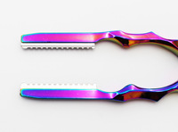 Couteau à raser professionnel réutilisable pour affiner le visage, avec placage électrolytique coloré, pour la coupe de cheveux par les barbiers, fabriqué en Chine