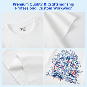 Vente en gros de t-shirts d'été personnalisés pour hommes, col rond, coton, 250 grammes, léger, respirant, cadeau promotionnel, chemises de travail OEM ODM - Product Image 4