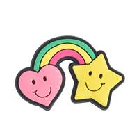 Promotion : Breloques de chaussures en PVC sur le thème du festival des dessins animés, trèfle porte-bonheur, cœur arc-en-ciel, figurines de poupées, épingles à thème festif pour sabots, décoration DIY