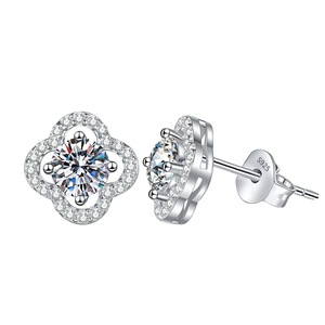 925 Sterling <b>Silver</b> Sparkling Moissanite Trendy Hexagon <b>Stud</b> Earrings for Women Fine Jewelry - Product Image 1