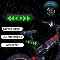Luz trasera de bicicleta recargable por USB con texto, luz LED de freno resistente al agua, luz de señal de giro, interruptor remoto, batería, pantalla RGB