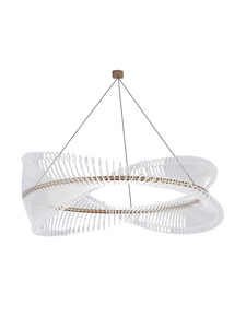 Eleganter, Endlos Schleifender, Hochtransparenter Acryl-Kronleuchter mit LED-Goldakzenten für Luxus-Wohnungen und Hotelprojekte - Product Image 5