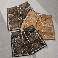 Jeans en denim vintage surdimensionnés pour hommes, style streetwear, en coton, délavés à l'acide, avec cristaux et strass, personnalisés par le fabricant HDenim