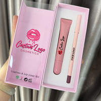 Kit de gloss et baume à lèvres Private Label, crayons à lèvres roses, ensemble de rouge à lèvres et crayon à lèvres vegan 2 en 1, rouge à lèvres mat et crayon à lèvres
