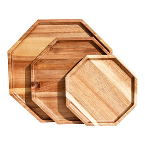 Bandeja de servicio de madera de acacia ecológica 3 en un conjunto de almacenamiento y comida y aperitivos para cualquier sala de estar y dormitorio - Product Image 1