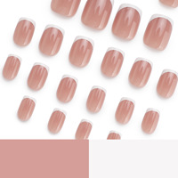 24 Uñas Postizas Francesas Blancas con Punta Rosa, Reutilizables, Diseño de Lazo, Lindas Uñas Artificiales para Mujer, Venta al Por Mayor