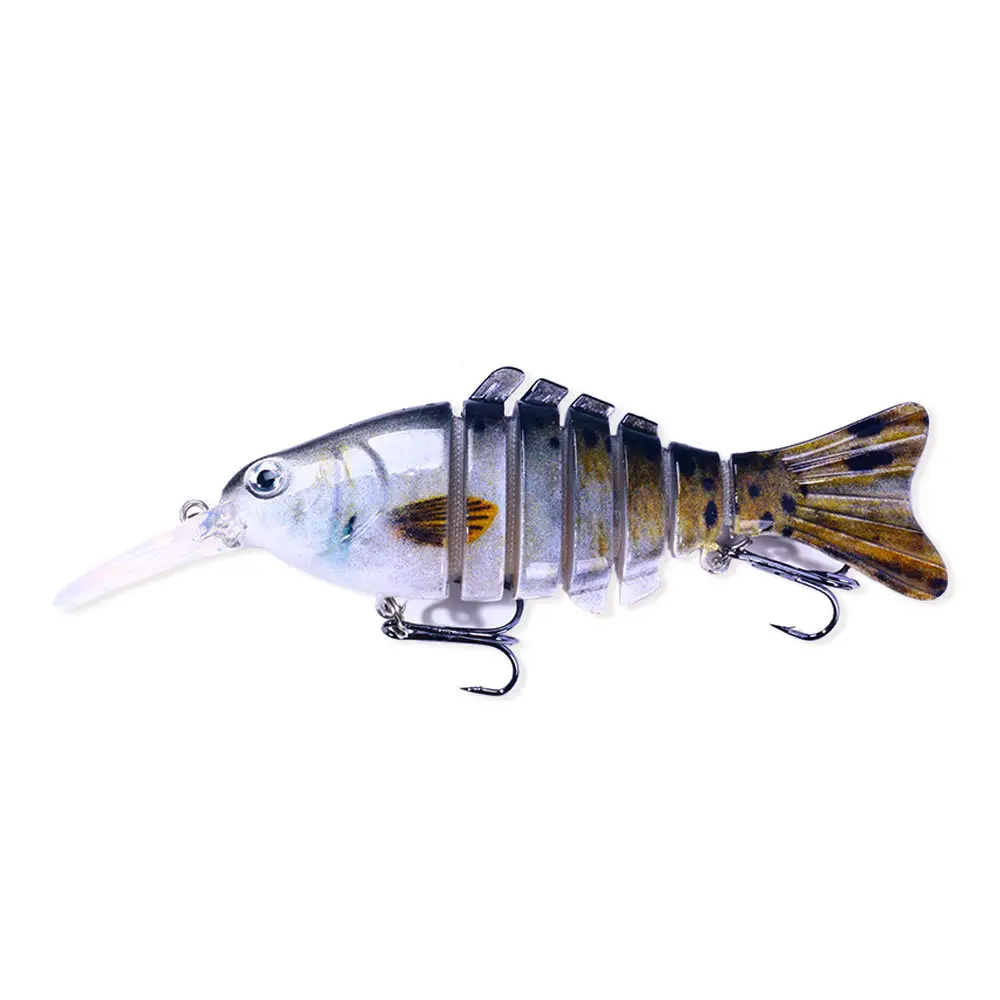 HAOKUN pesca Promova isca de pesca de peixe-pato truta corpo de plástico rígido biônico artificial multi articulado segmentado isca de pesca 12 cm 16 g