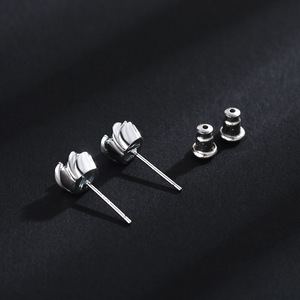 Stud Earrings 925 Sterling Silver Blue Rose Flower Shape Claw Setting For Couples Gift - Product Image 4