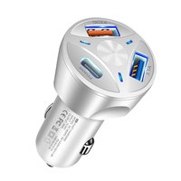 Pengisi Daya Mobil 55W 3-Port USB PD Pengisian Cepat QC 3.0 USB C Elektrik 12V 24V Pemantik Rokok untuk Ponsel