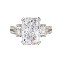 Bague de Mariage Peishang en Argent Sterling 925 avec Pierre Radiante et Zircon, Sertie de Pierres Latérales Baguette, Collection Mariage