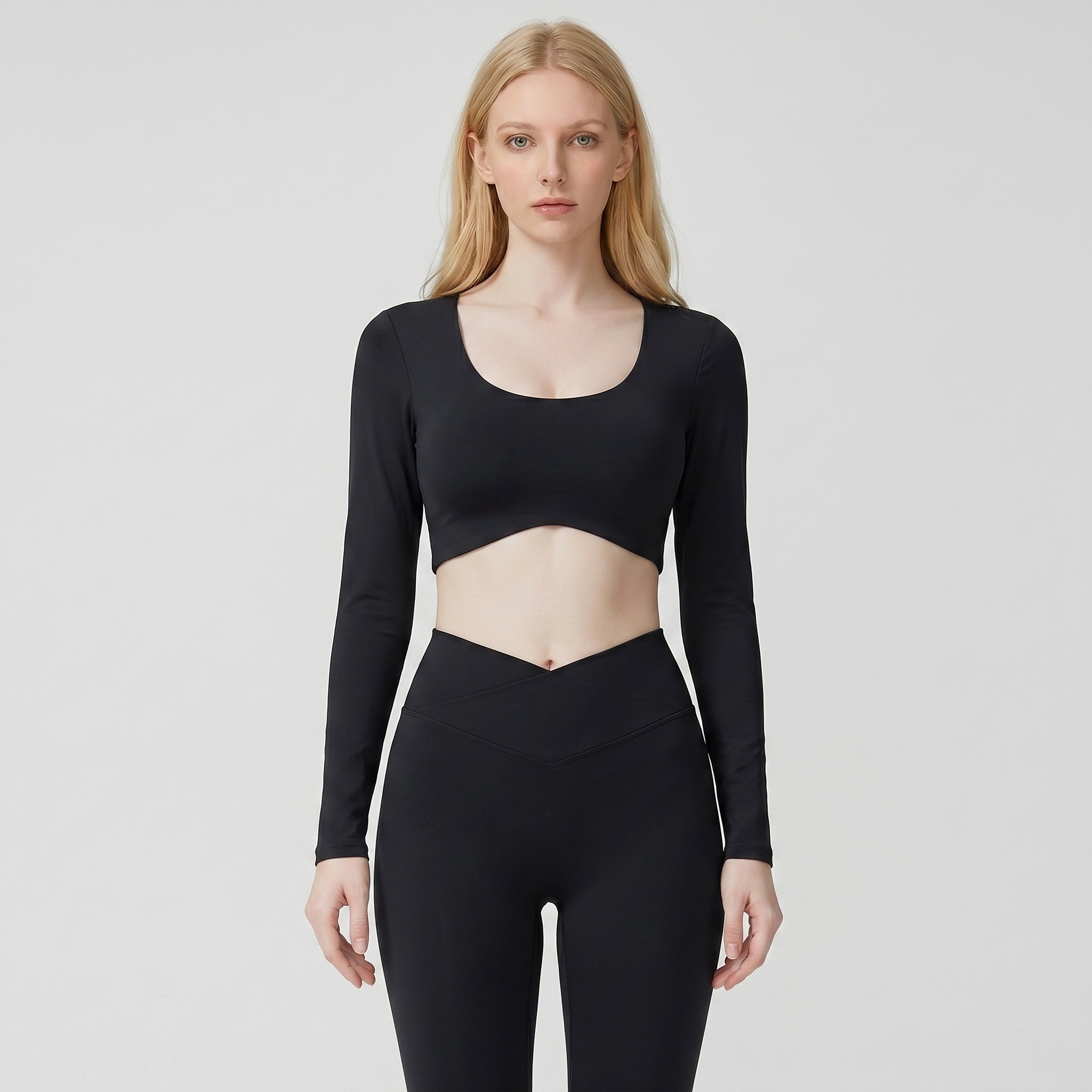 Women's Autumn Sexy Tight Long-sleeved Yoga Sports T-shirt Outdoor Quick-drying Top