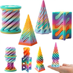 Lot de 4 jouets anti-stress en plastique imprimés en 3D, forme de pyramide impossible, couleurs pastel, gadgets de bureau pour adolescents, adultes, unisexe - Product Image 1