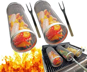 Best Hot Sell 304 Stainless Steel BBQ Rolling Grill Net Basket