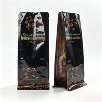 Logo personnalisé 250g 500g 1kg Pochette à café à fond plat Sac zip-lock Pochette à thé et à café avec valve à fermeture éclair Sac à thé et à café
