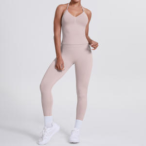 ชุดออกกำลังกายแบบ 2 ชิ้น เสื้อชั้นในกีฬาแบบคอวีผูกคอ สำหรับผู้หญิง ออกแบบได้ตามต้องการ ชุดโยคะไร้ตะเข็บ ชุดออกกำลังกาย ชุดฟิตเนส ชุดออกกำลังกายในยิม - Product Image 4