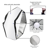 Studio photo, boîte à lumière octogonale de 70 cm avec support d'éclairage, kit d'éclairage flash