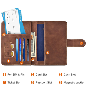 Portefeuille multi-cartes en cuir PU pour passeport de vol et carte de crédit et porte-carte d'identité - Product Image 3