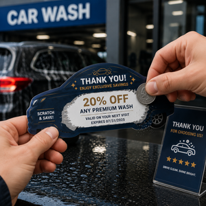 Tarjetas de premios rasca y gana de alta calidad con temática de lavado de autos, boletos promocionales de servicio automotriz personalizados con logo - Product Image 2