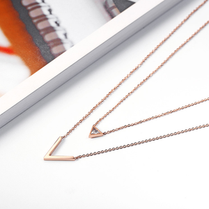 18K Gold Plated <strong>Stainless</strong> <strong>Steel</strong> Rhinestone V-shaped Triangle Women Necklace <strong>Jewellery</strong> - Product Image 6
