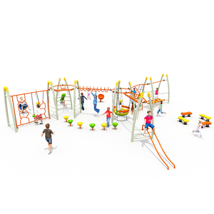 Combinación multifunción de red de escalada y puente oscilante para juegos educativos al aire libre para niños Equipo de entretenimiento - Product Image 4