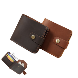 Tarjetero de Cuero Genuino Vintage, Piel de Vaca de Primera Calidad, Minimalista, Cartera Corta con Cierre Abierto, Portátil para Hombre y Mujer, 11.5x9.5x1cm - Product Image 1