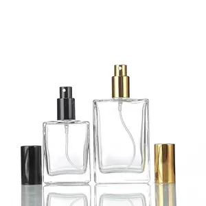 Wholesale 30ml50ml100ml cosmetic glass packaging bottles, empty rectangular spray perfume glass bottles
