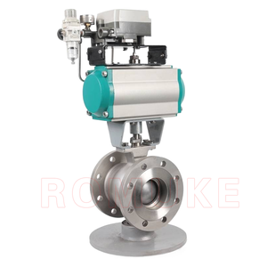 Válvula de Bola Tipo V con Brida Neumática de Acero Inoxidable Estándar GB VQ647H-16P CF8 CF3 CF8M CF3M - Product Image 2